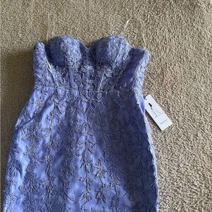 Lilac Lace Embroidered Strapless Dress